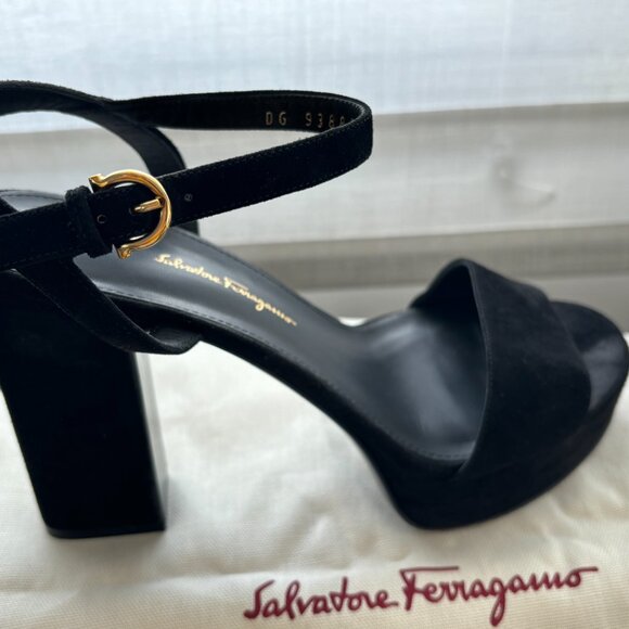 Ferragamo Suede Platform Sandals Size 9 - Picture 1 of 5